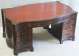 CLICK HERE FOR FULL DETAILS - Antique Partners Desks - Antique Mahogany Serpentine Partners Desk