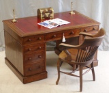Antique Partnersl Desks - Fine Smaller Antique Victorian Mahogany Partners Desk
