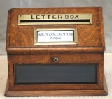 Antique Desk Accessories -  Antique Oak and Brass Country House Letter Box