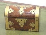 Antique Desk Accessories -  Antique Walnut and Brass Stationery Box